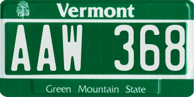 VT license plate AAW368