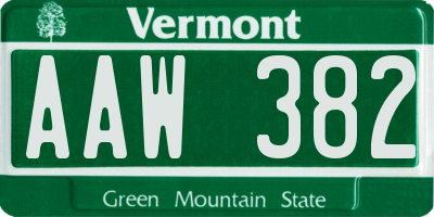 VT license plate AAW382