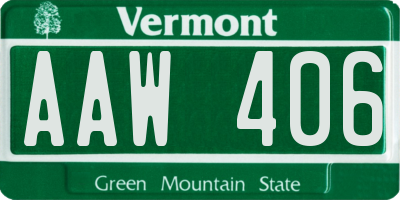 VT license plate AAW406