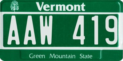 VT license plate AAW419