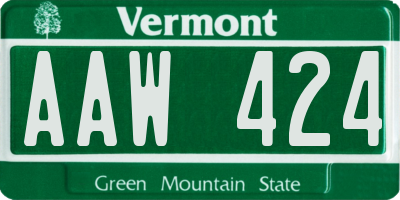 VT license plate AAW424