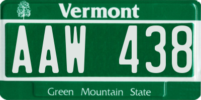 VT license plate AAW438
