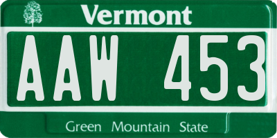 VT license plate AAW453