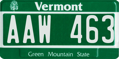 VT license plate AAW463