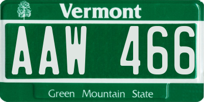 VT license plate AAW466