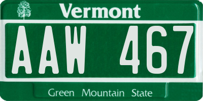 VT license plate AAW467