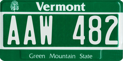 VT license plate AAW482