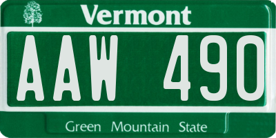 VT license plate AAW490
