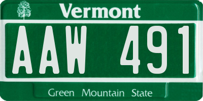 VT license plate AAW491