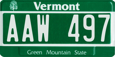 VT license plate AAW497