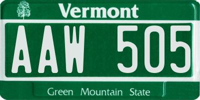 VT license plate AAW505