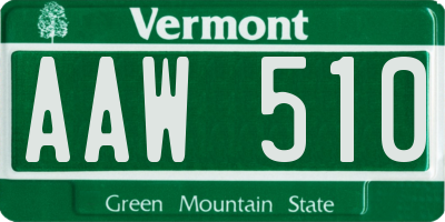 VT license plate AAW510