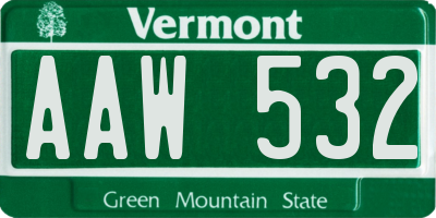 VT license plate AAW532