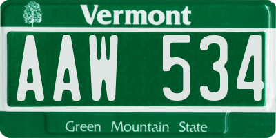 VT license plate AAW534