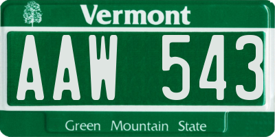 VT license plate AAW543