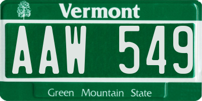 VT license plate AAW549
