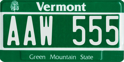 VT license plate AAW555