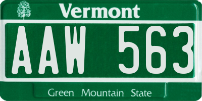 VT license plate AAW563
