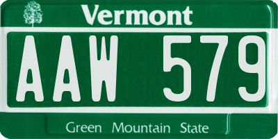 VT license plate AAW579