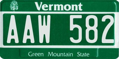 VT license plate AAW582