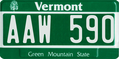 VT license plate AAW590