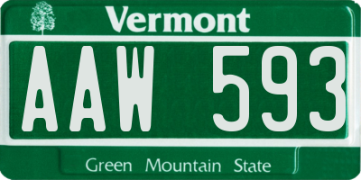 VT license plate AAW593