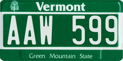 VT license plate AAW599