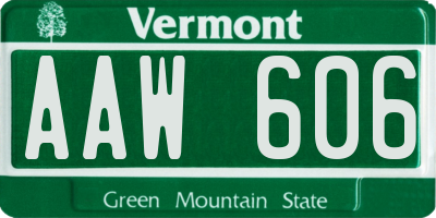 VT license plate AAW606