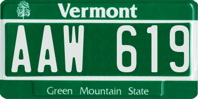 VT license plate AAW619