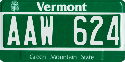 VT license plate AAW624