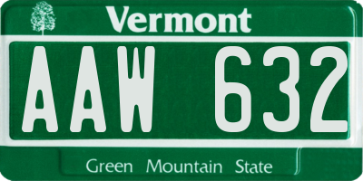VT license plate AAW632