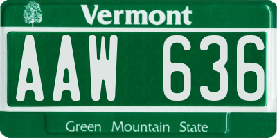 VT license plate AAW636