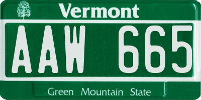 VT license plate AAW665