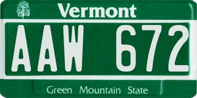 VT license plate AAW672