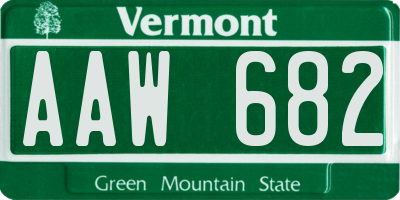 VT license plate AAW682