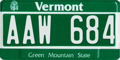 VT license plate AAW684