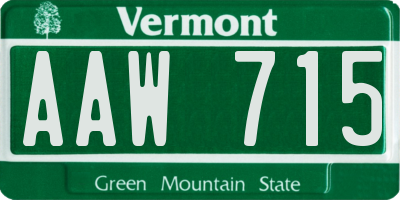 VT license plate AAW715