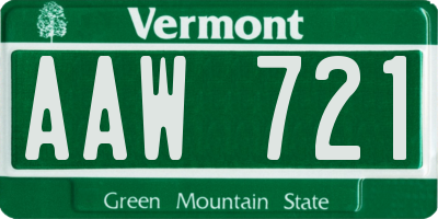 VT license plate AAW721