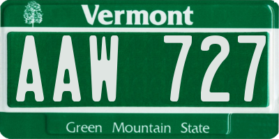 VT license plate AAW727