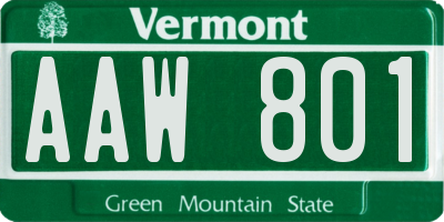 VT license plate AAW801