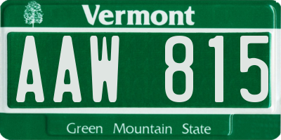 VT license plate AAW815