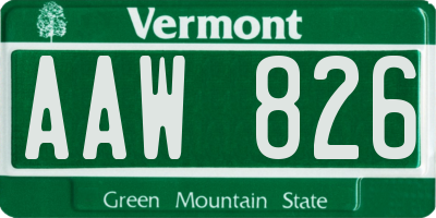VT license plate AAW826