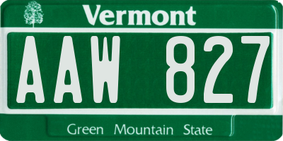 VT license plate AAW827