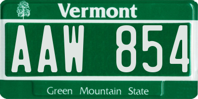 VT license plate AAW854