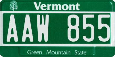 VT license plate AAW855