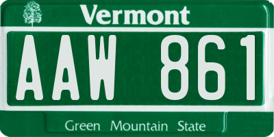 VT license plate AAW861