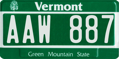 VT license plate AAW887