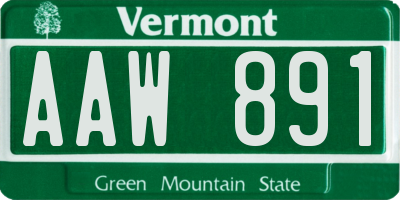 VT license plate AAW891