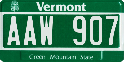 VT license plate AAW907
