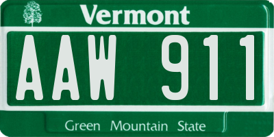 VT license plate AAW911